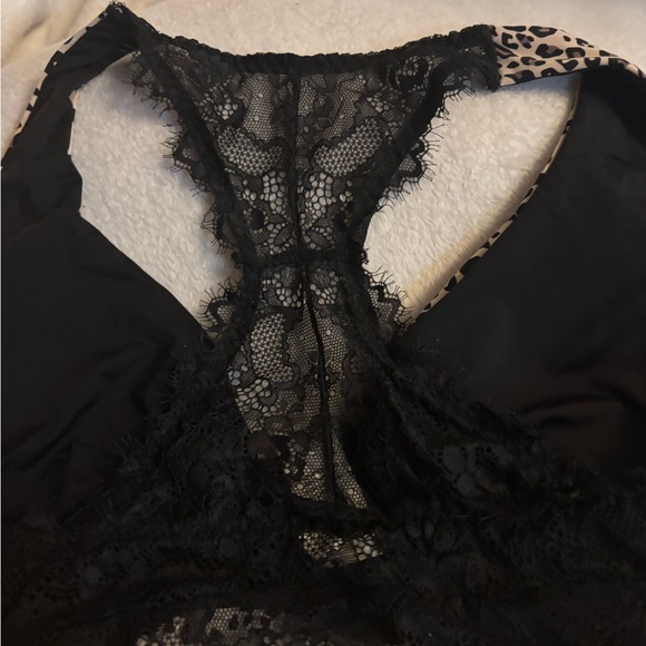 Maurices Animal Print Bralette with Black Lace Racerback Size L NWOT - Picture 3 of 5